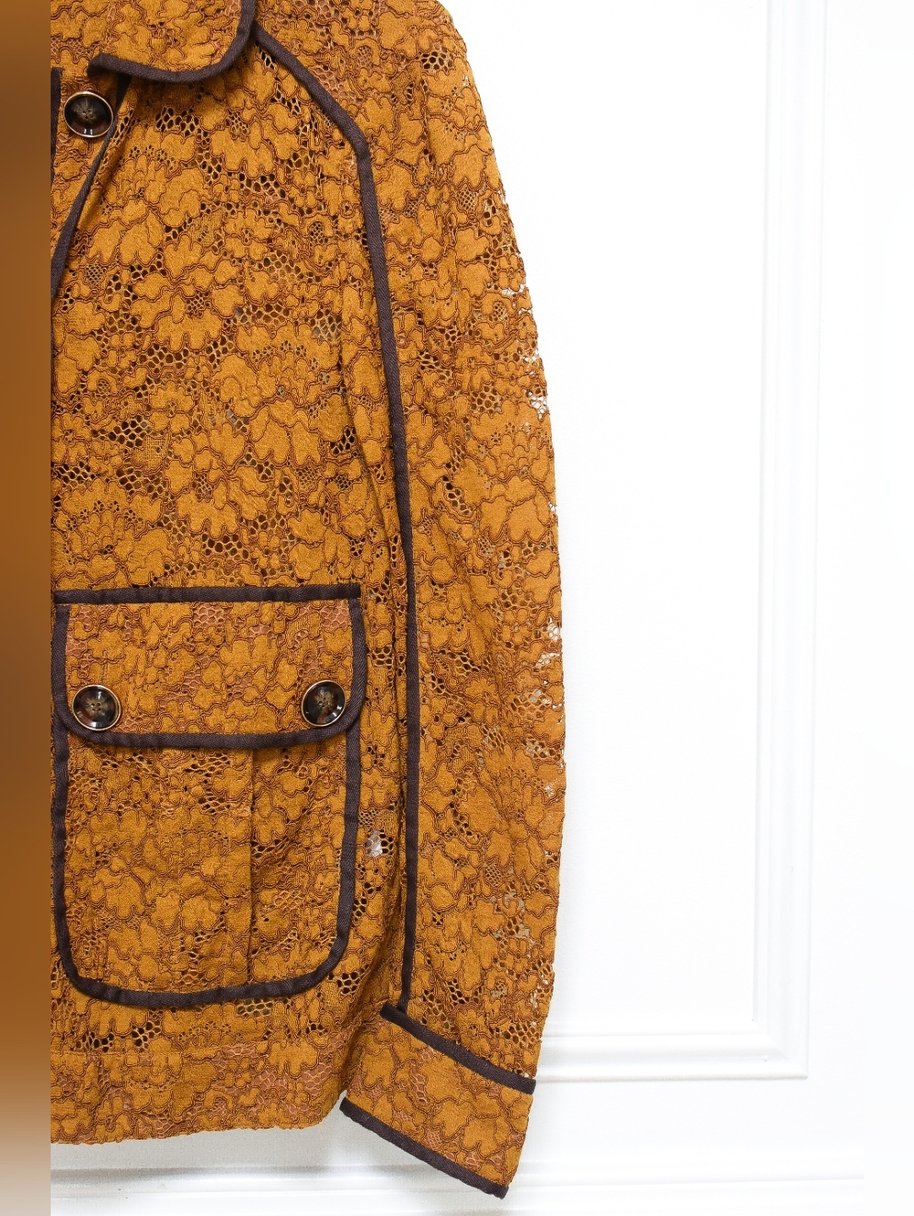 Veronica Beard Coppola Floral Lace Jacket Blazer Mustard Pockets Size 8 - Picture 7 of 13